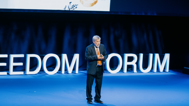 Dr. Bessel van der Kolk speaking at the 2024 Oslo Freedom Forum