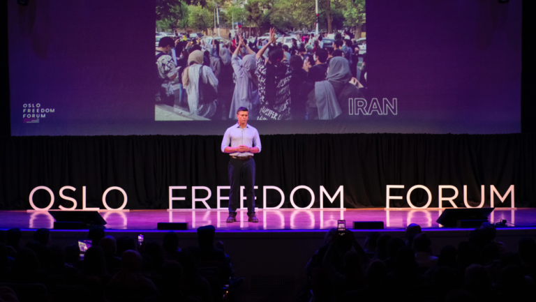 Leopoldo Lopez speaks at the 2022 Oslo Freedom Forum in New York