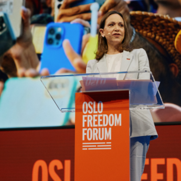 Machado uses Oslo stage to press for new elections